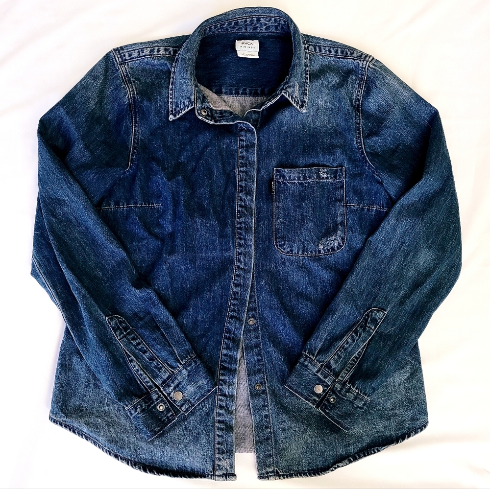 RVCA Women's Denim Button-Down Shirt Jacket - Blue